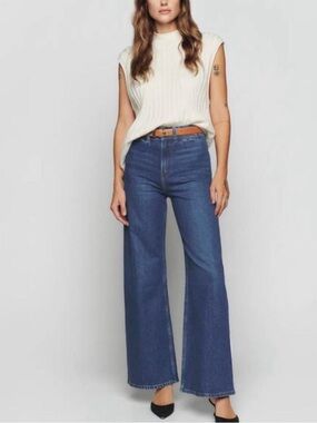 Reformation High-Rise Wide-Leg Jeans in Blue Denim